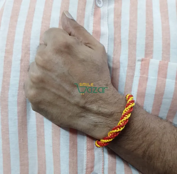 RED_AND_YELLOW_COLOUR_HANDMADE__BRACELET_ADJUSTABLE_WRISTBAND_BRACELET_FRIENDSHIP_BAND_FOR_WOMEN_AND_MEN_SKIN_FRIENDLY