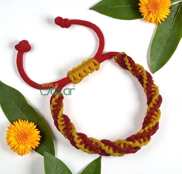 RED_AND_YELLOW_COLOUR_HANDMADE__BRACELET_ADJUSTABLE_WRISTBAND_BRACELET_FRIENDSHIP_BAND_FOR_WOMEN_AND_MEN_SKIN_FRIENDLY