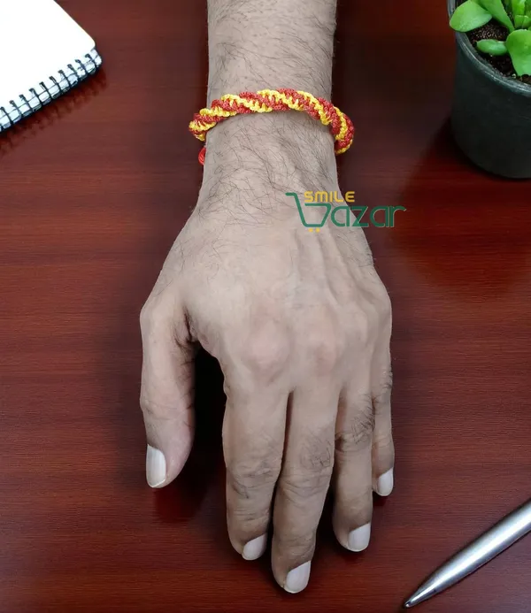 RED_AND_YELLOW_COLOUR_HANDMADE__BRACELET_ADJUSTABLE_WRISTBAND_BRACELET_FRIENDSHIP_BAND_FOR_WOMEN_AND_MEN_SKIN_FRIENDLY