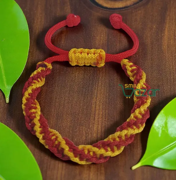RED_AND_YELLOW_COLOUR_HANDMADE__BRACELET_ADJUSTABLE_WRISTBAND_BRACELET_FRIENDSHIP_BAND_FOR_WOMEN_AND_MEN_SKIN_FRIENDLY