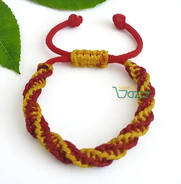 RED_AND_YELLOW_COLOUR_HANDMADE__BRACELET_ADJUSTABLE_WRISTBAND_BRACELET_FRIENDSHIP_BAND_FOR_WOMEN_AND_MEN_SKIN_FRIENDLY