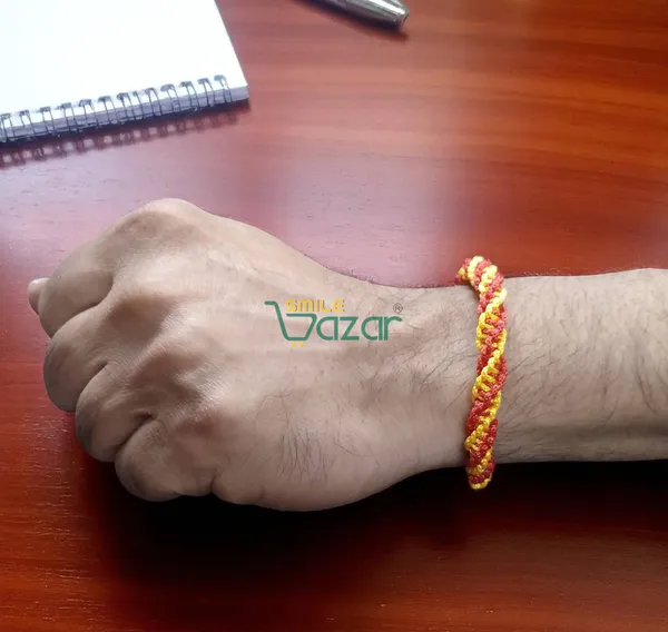 RED_AND_YELLOW_COLOUR_HANDMADE__BRACELET_ADJUSTABLE_WRISTBAND_BRACELET_FRIENDSHIP_BAND_FOR_WOMEN_AND_MEN_SKIN_FRIENDLY