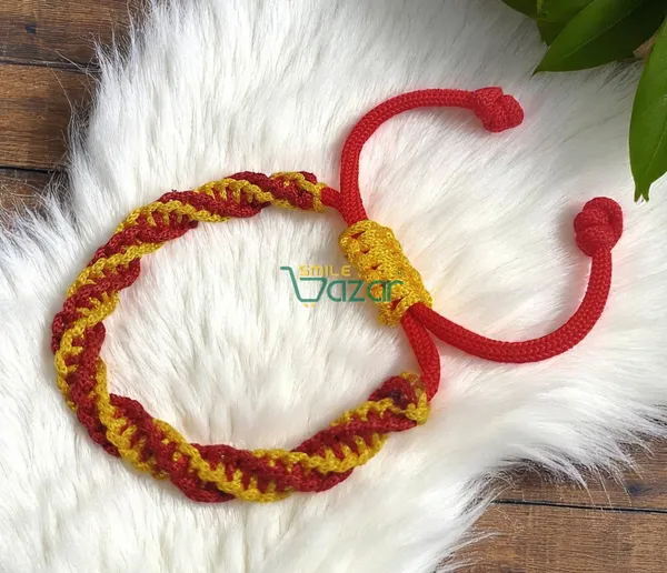 RED_AND_YELLOW_COLOUR_HANDMADE__BRACELET_ADJUSTABLE_WRISTBAND_BRACELET_FRIENDSHIP_BAND_FOR_WOMEN_AND_MEN_SKIN_FRIENDLY