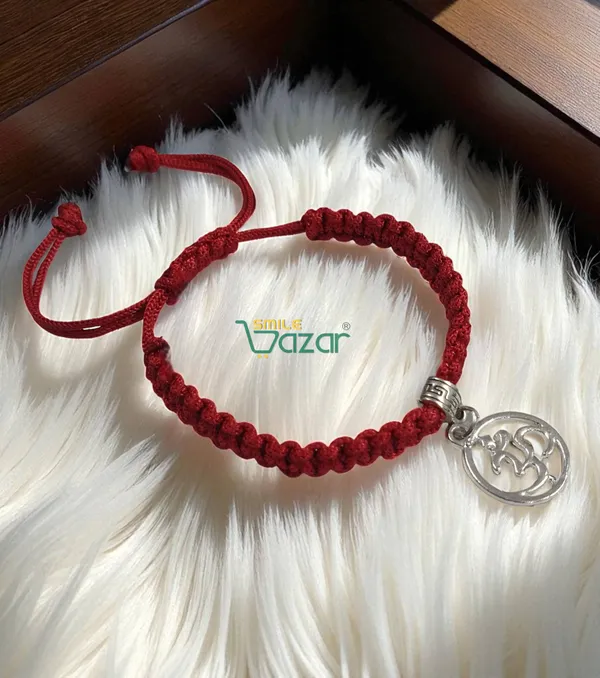 RED_HANDMADE_OM_CHARM_MACRAME_BRACELET_ADJUSTABLE_WRISTBAND_BRACELET_FRIENDSHIP_BAND_FOR_WOMEN_AND_MEN_SKIN_FRIENDLY_