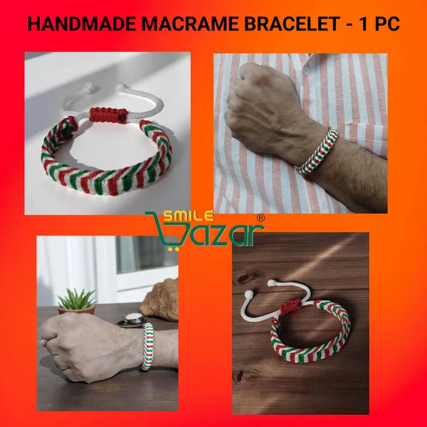 RED,WHITE,GREEN_-_HANDMADE__BRACELET_ADJUSTABLE_WRISTBAND_BRACELET_FRIENDSHIP_BAND_FOR_WOMEN_AND_MEN_SKIN_FRIENDLY