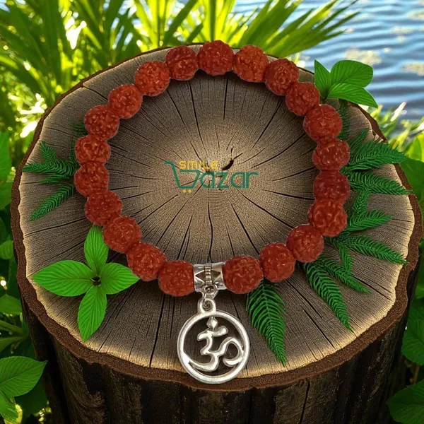 Rudraksha_Bracelet_With_Om_Charm_Stretchable_Energized_Wristband_Gift_for_Special_Ones