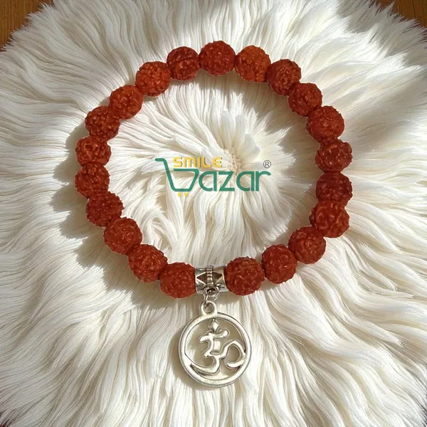 Rudraksha_Bracelet_With_Om_Charm_Stretchable_Energized_Wristband_Gift_for_Special_Ones