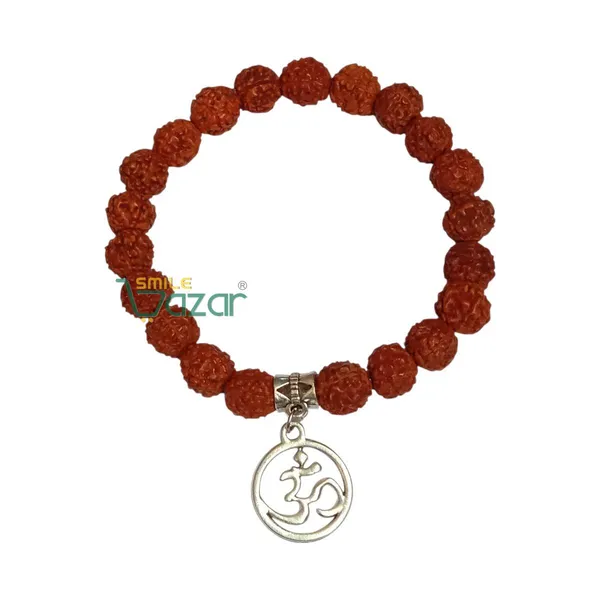 Rudraksha_Bracelet_With_Om_Charm_Stretchable_Energized_Wristband_Gift_for_Special_Ones
