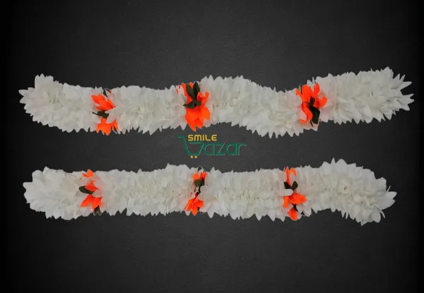 Set_Of_4_Pcs-_White_&_Orange_12_Inch_Premium__Flower_Fabric_Gajra__Fabric_Gajra_Garland_Veni_For_Festival_Wedding_Bun_Juda_Accessories_Ethnic_Look_Hair_Veni_Gajra_Hair_Accessory_For_Women_And_Girls