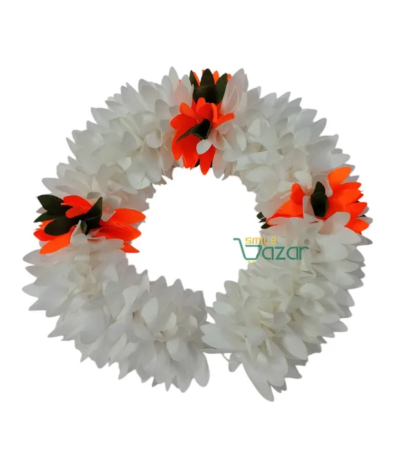 Set_Of_4_Pcs-_White_&_Orange_12_Inch_Premium__Flower_Fabric_Gajra__Fabric_Gajra_Garland_Veni_For_Festival_Wedding_Bun_Juda_Accessories_Ethnic_Look_Hair_Veni_Gajra_Hair_Accessory_For_Women_And_Girls