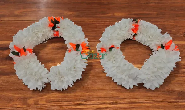 Set_Of_4_Pcs-_White_&_Orange_12_Inch_Premium__Flower_Fabric_Gajra__Fabric_Gajra_Garland_Veni_For_Festival_Wedding_Bun_Juda_Accessories_Ethnic_Look_Hair_Veni_Gajra_Hair_Accessory_For_Women_And_Girls