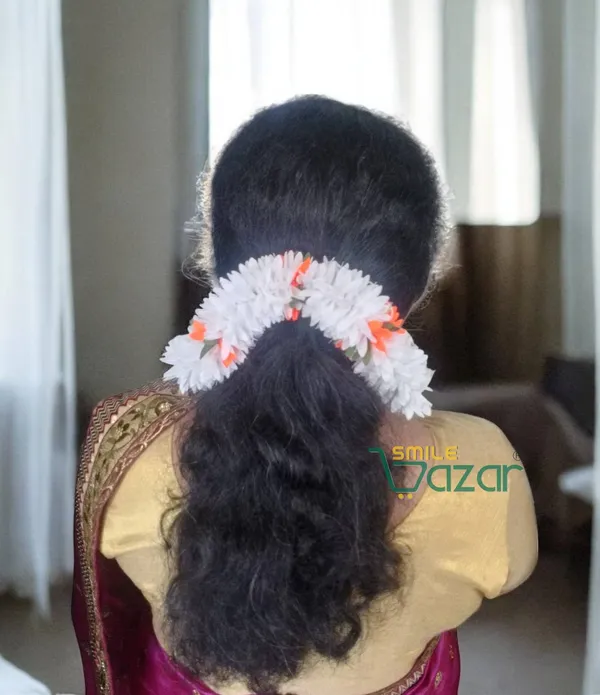 Set_Of_4_Pcs-_White_&_Orange_12_Inch_Premium__Flower_Fabric_Gajra__Fabric_Gajra_Garland_Veni_For_Festival_Wedding_Bun_Juda_Accessories_Ethnic_Look_Hair_Veni_Gajra_Hair_Accessory_For_Women_And_Girls
