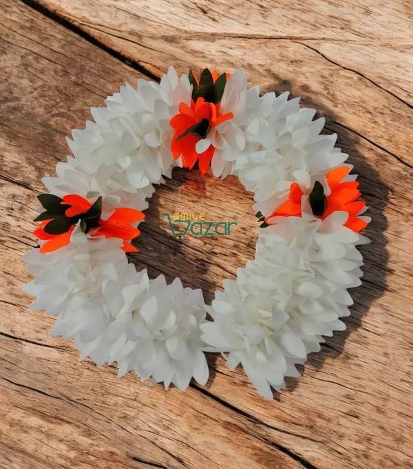 Set_Of_4_Pcs-_White_&_Orange_12_Inch_Premium__Flower_Fabric_Gajra__Fabric_Gajra_Garland_Veni_For_Festival_Wedding_Bun_Juda_Accessories_Ethnic_Look_Hair_Veni_Gajra_Hair_Accessory_For_Women_And_Girls