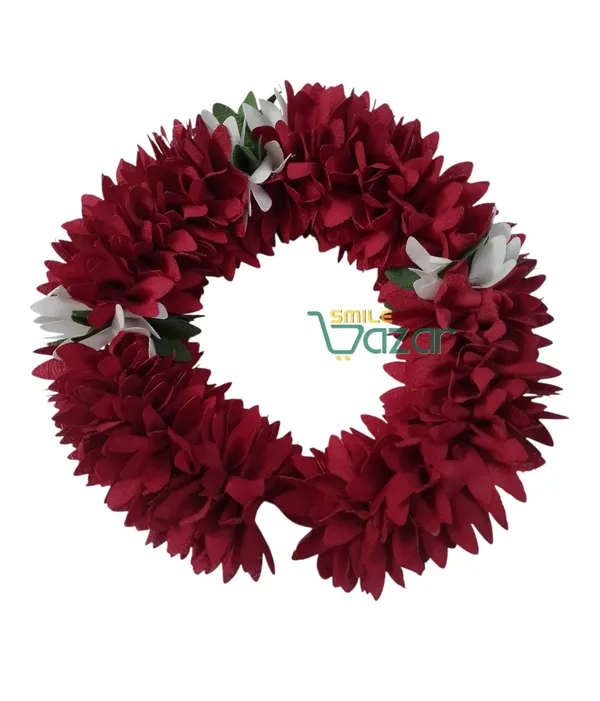 Set_Of_4_Pcs_-_Maroon_&_White_12_Inch_Premium__Flower_Fabric_Gajra__Fabric_Gajra_Garland_Veni_For_Festival_Wedding_Bun_Juda_Accessories_Ethnic_Look_Hair_Veni_Gajra_Hair_Accessory_For_Women_And_Girls
