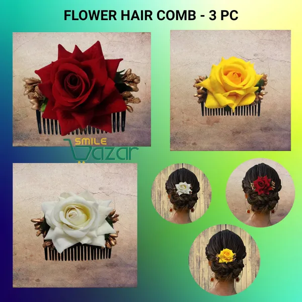 Set_Of_3_Pcs_-_Floral_Hair_Comb_Hair_Clip_Hair_Accessories_For_Women_And_Girls