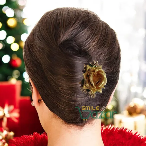 Smilebazar�Ͽ�Floral_Hair_Comb_Flower_Hair_Comb�Flower_Hair_Accessories_Hair_Comb_Pin_Floral_For_Women_And_Girls�Hair_Pins_For_Women_Wedding_-_Big_6_Cm_Golden_Color_Rose_-_1_Pc