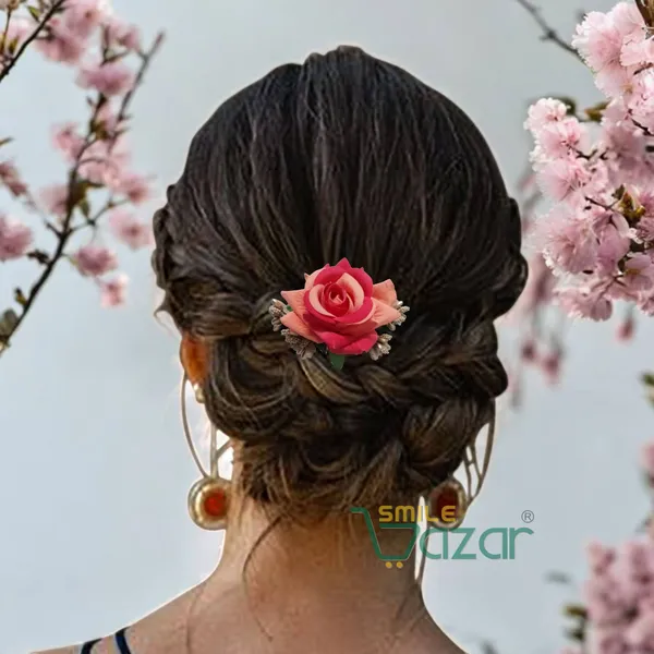 Red_&_Peach_Floral_Hair_Comb_Flower_Hair_For_Women_And_Girls_-1_Pc