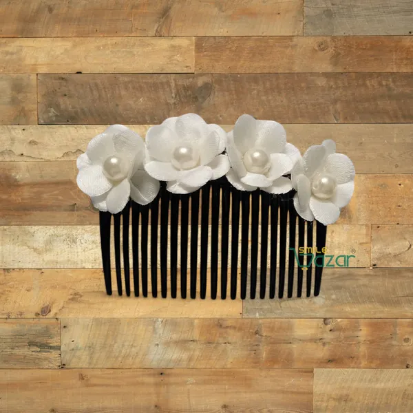 White_Satin_Floral_Hair_Comb_Flower_Hair_Comboflower_Hair_Accessories_For_Women_And_Girls_1_Pc