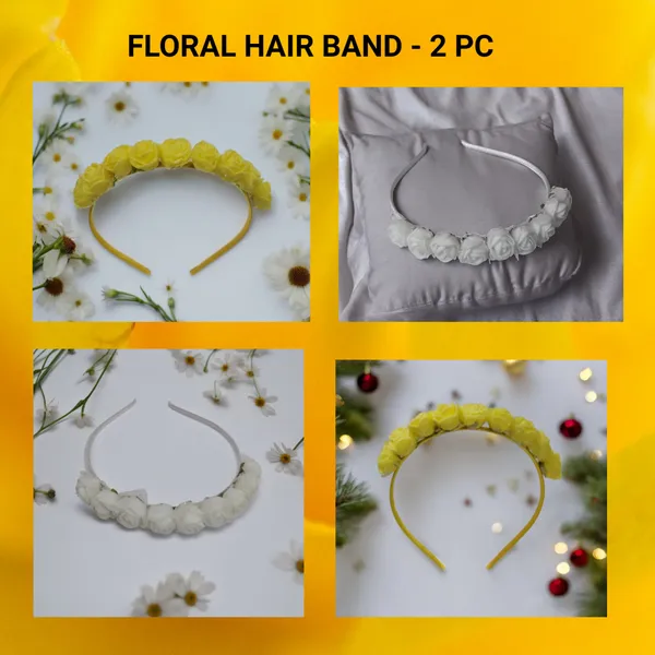 Set_Of_2_Pcs_-_Ͽ�Floral_Hairband_Flower_Hair_Band�Flower_Hair_Accessories_Head_Band_Floral_For_Women_And_Girls_Tiara_For_Women_Wedding_-_Yellow_And_White_-_2_Pcs