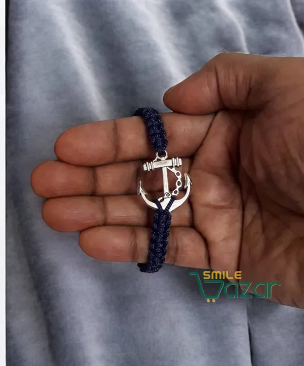 Smilebazar�Handmade_Adjustable_Bracelet_With_Anchor_Charm_Wristband_Bracelet_Friendship_Band_For_Men_And_Women_Skin_Friendly_-_Navy_Blue