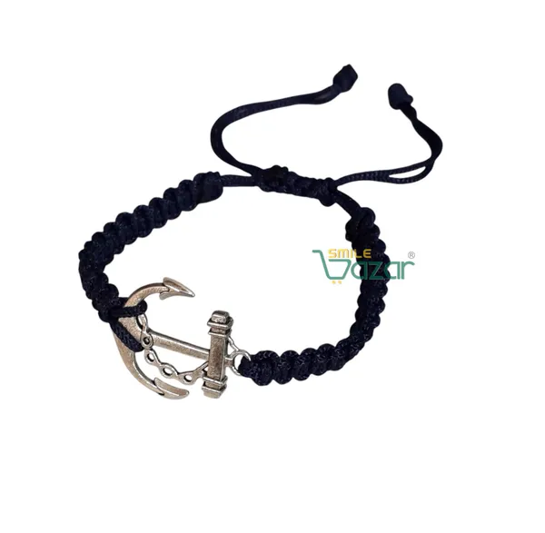 Smilebazar�Handmade_Adjustable_Bracelet_With_Anchor_Charm_Wristband_Bracelet_Friendship_Band_For_Men_And_Women_Skin_Friendly_-_Navy_Blue