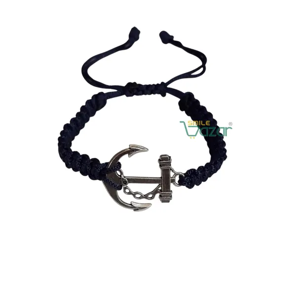 Smilebazar�Handmade_Adjustable_Bracelet_With_Anchor_Charm_Wristband_Bracelet_Friendship_Band_For_Men_And_Women_Skin_Friendly_-_Navy_Blue