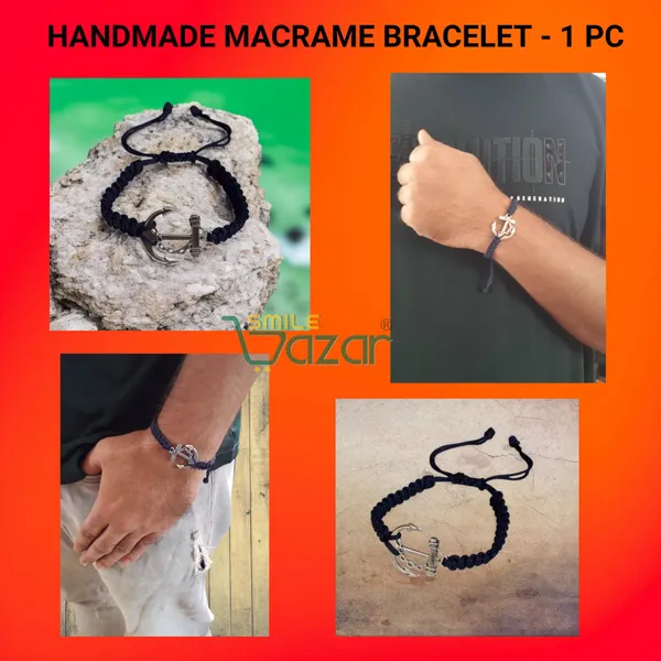 Smilebazar�Handmade_Adjustable_Bracelet_With_Anchor_Charm_Wristband_Bracelet_Friendship_Band_For_Men_And_Women_Skin_Friendly_-_Navy_Blue