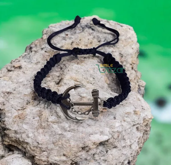 Smilebazar�Handmade_Adjustable_Bracelet_With_Anchor_Charm_Wristband_Bracelet_Friendship_Band_For_Men_And_Women_Skin_Friendly_-_Navy_Blue