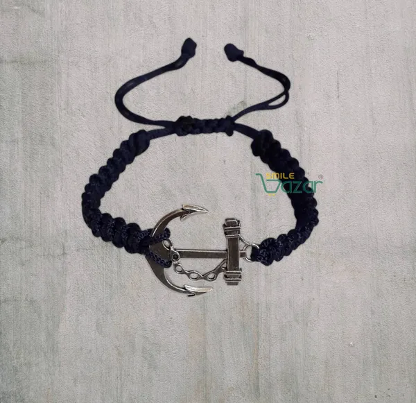 Smilebazar�Handmade_Adjustable_Bracelet_With_Anchor_Charm_Wristband_Bracelet_Friendship_Band_For_Men_And_Women_Skin_Friendly_-_Navy_Blue