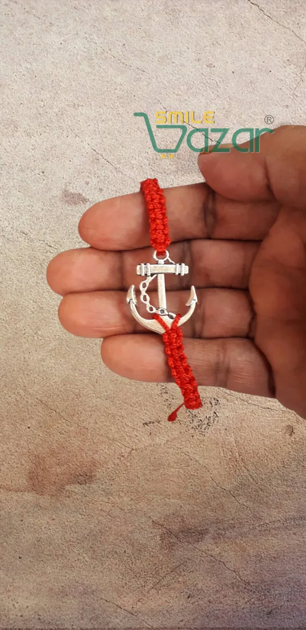 Smilebazar�Handmade_Adjustable_Bracelet_With_Anchor_Charm_Wristband_Bracelet_Friendship_Band_For_Men_And_Women_Skin_Friendly_-_Red