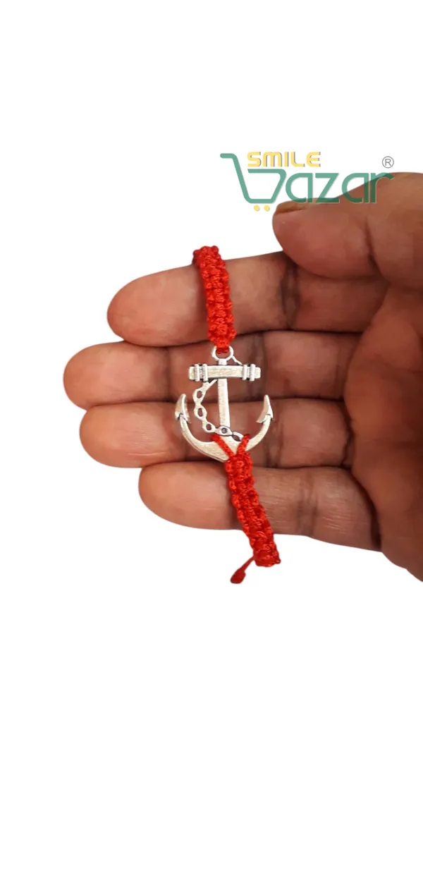 Smilebazar�Handmade_Adjustable_Bracelet_With_Anchor_Charm_Wristband_Bracelet_Friendship_Band_For_Men_And_Women_Skin_Friendly_-_Red
