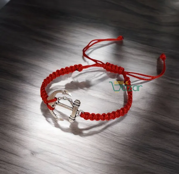 Smilebazar�Handmade_Adjustable_Bracelet_With_Anchor_Charm_Wristband_Bracelet_Friendship_Band_For_Men_And_Women_Skin_Friendly_-_Red