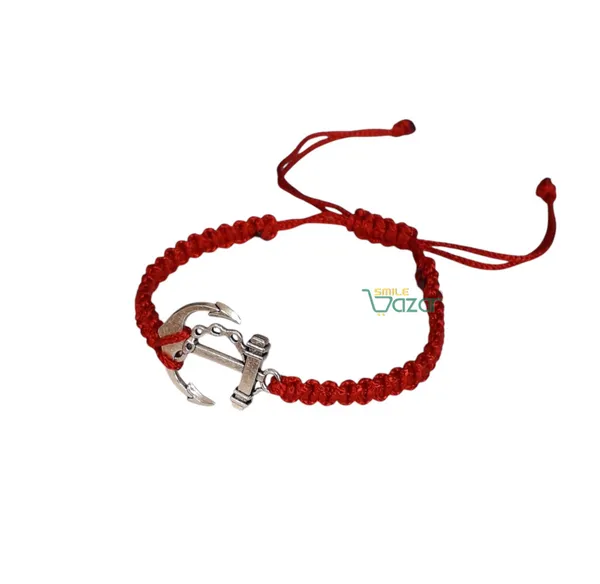 Smilebazar�Handmade_Adjustable_Bracelet_With_Anchor_Charm_Wristband_Bracelet_Friendship_Band_For_Men_And_Women_Skin_Friendly_-_Red
