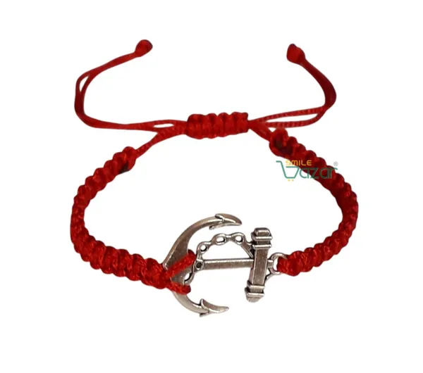 Smilebazar�Handmade_Adjustable_Bracelet_With_Anchor_Charm_Wristband_Bracelet_Friendship_Band_For_Men_And_Women_Skin_Friendly_-_Red