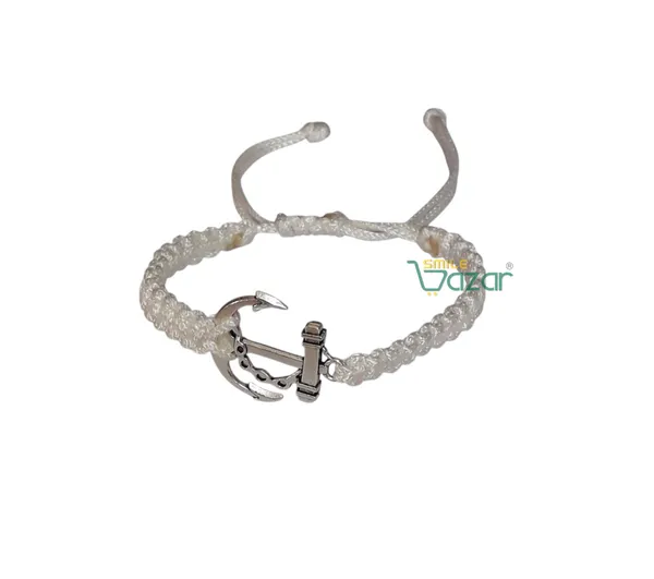 Smilebazar�Handmade_Adjustable_Bracelet_With_Anchor_Charm_Wristband_Bracelet_Friendship_Band_For_Men,Girls,_Boys_And_Women_-_White