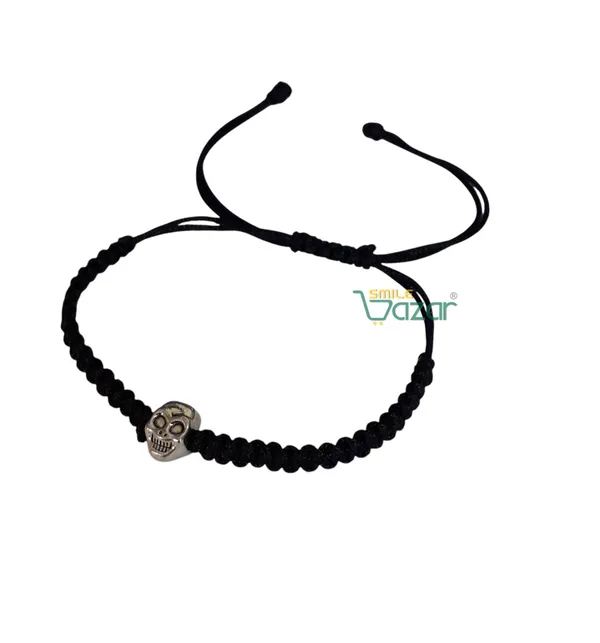 Smilebazar�Handmade_Adjustable_Bracelet_With_Skull_Charm_Wristband_Bracelet_Friendship_Band_For_Men,Girls,_Boys_And_Women_-_Black
