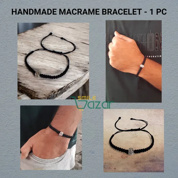 Smilebazar�Handmade_Adjustable_Bracelet_With_Skull_Charm_Wristband_Bracelet_Friendship_Band_For_Men,Girls,_Boys_And_Women_-_Black