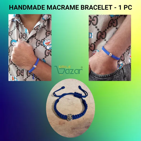 Blue_Handmade_Adjustable_Bracelet_With_Skull_Charm_Wristband_Bracelet_Friendship_Band_For_Men,Girls,_Boys_And_Women