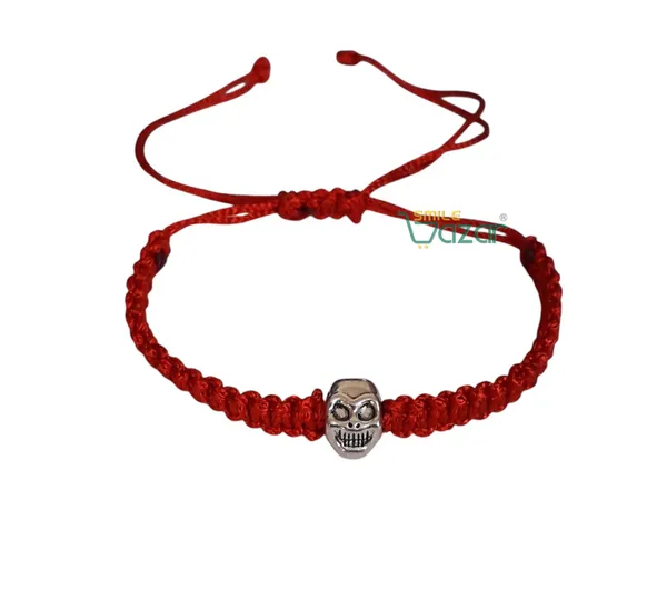 Smilebazar�Handmade_Adjustable_Bracelet_With_Skull_Charm_Wristband_Bracelet_Friendship_Band_For_Men,Girls,_Boys_And_Women_-_Red