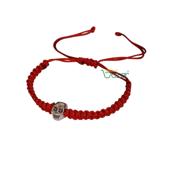 Smilebazar�Handmade_Adjustable_Bracelet_With_Skull_Charm_Wristband_Bracelet_Friendship_Band_For_Men,Girls,_Boys_And_Women_-_Red