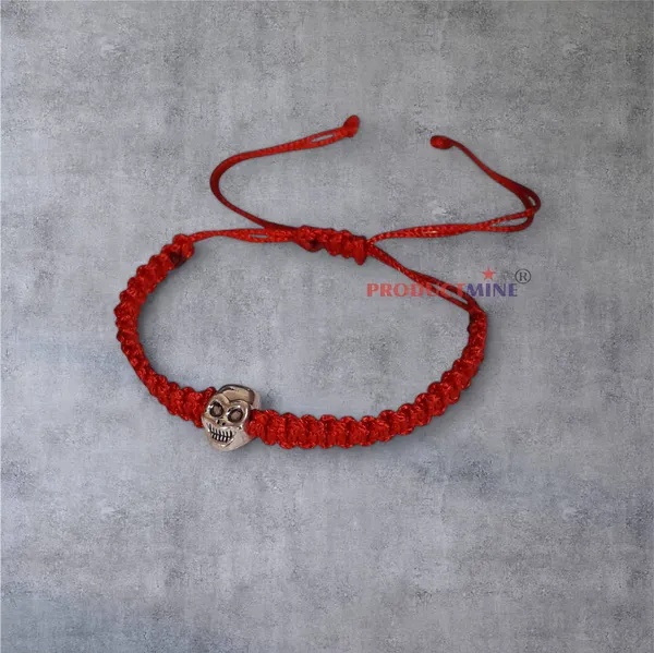 Smilebazar�Handmade_Adjustable_Bracelet_With_Skull_Charm_Wristband_Bracelet_Friendship_Band_For_Men,Girls,_Boys_And_Women_-_Red