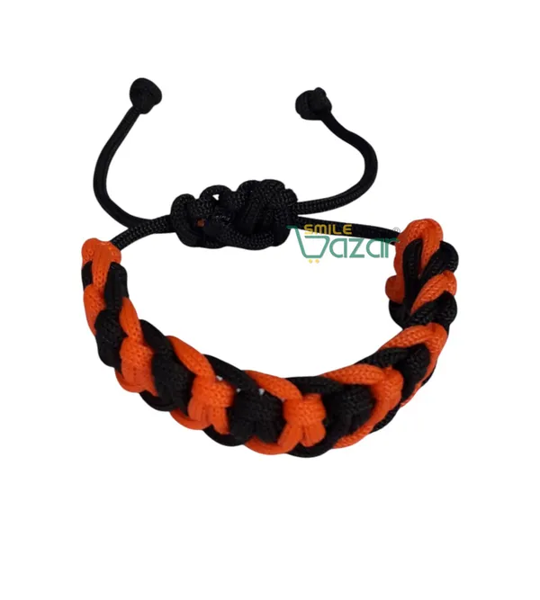 Orange_&_Black_Handmade_Bracelet_Adjustable_Wristband_For_Women_And_Men