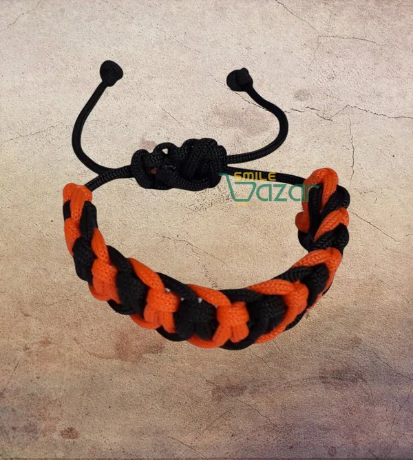 Orange_&_Black_Handmade_Bracelet_Adjustable_Wristband_For_Women_And_Men