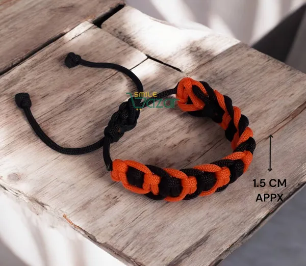 Orange_&_Black_Handmade_Bracelet_Adjustable_Wristband_For_Women_And_Men