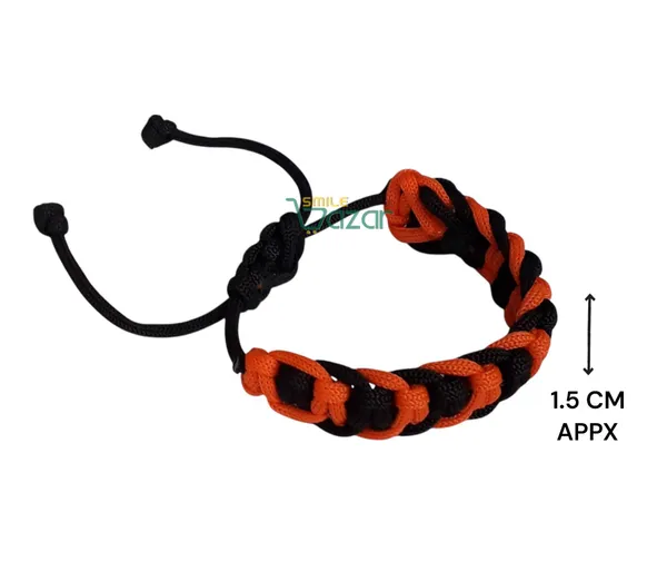 Orange_&_Black_Handmade_Bracelet_Adjustable_Wristband_For_Women_And_Men