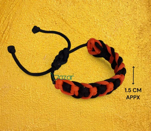 Orange_&_Black_Handmade_Bracelet_Adjustable_Wristband_For_Women_And_Men