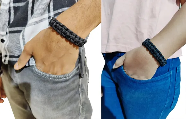 Set_Of_2_Pcs_-_Handmade__Bracelet_Adjustable_Wristband_Bracelet_Friendship_Band_For_Women_And_Men_Skin_Friendly_-_Orange_And_Black