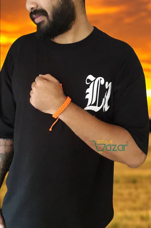 Set_Of_2_Pcs_-_Handmade__Bracelet_Adjustable_Wristband_Bracelet_Friendship_Band_For_Women_And_Men_Skin_Friendly_-_Orange_And_Black