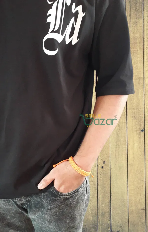Set_Of_2_Pcs_-_Handmade__Bracelet_Adjustable_Wristband_Bracelet_Friendship_Band_For_Women_And_Men_Skin_Friendly_-_Orange_And_Black