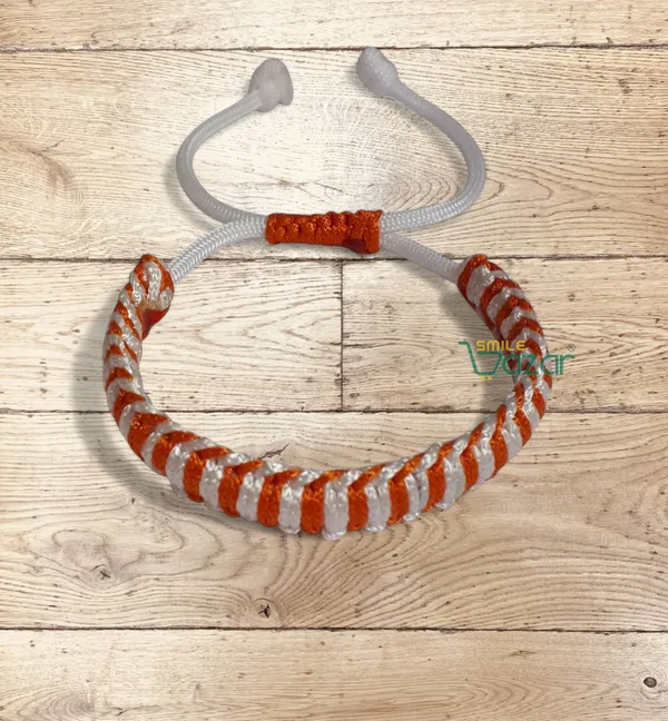 Smilebazar_Handmade__Bracelet_Adjustable_Wristband_Bracelet_Friendship_Band_For_Women_And_Men_Skin_Friendly_-_Orange_And_White